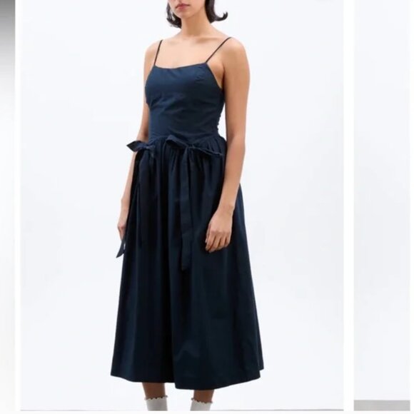 Damson Madder Penelope Apron Dress in Navy - Picture 1 of 6